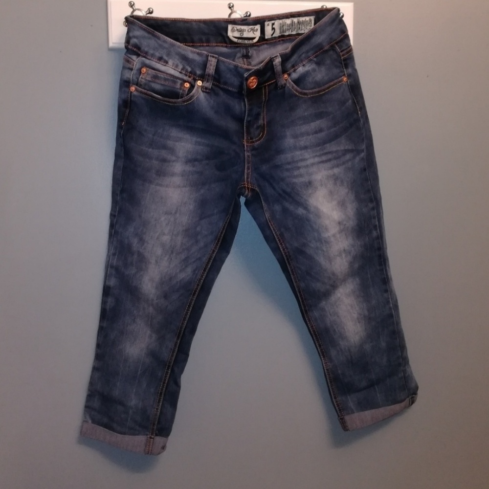 Cuffed jean capris